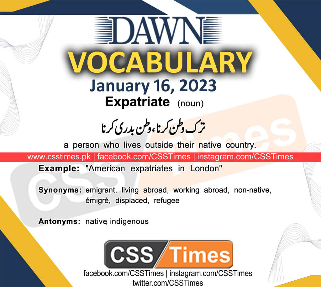 Daily DAWN News Vocabulary with Urdu Meaning (15 January 2023)