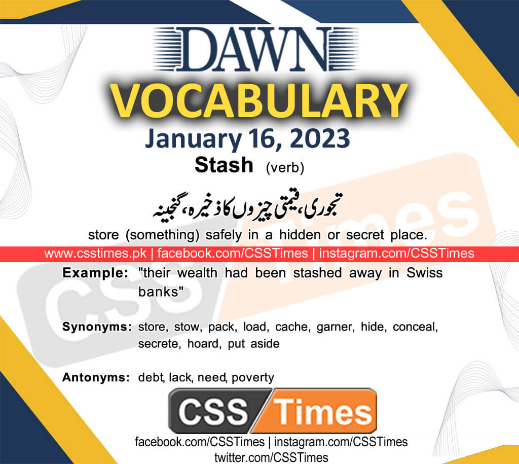 Daily DAWN News Vocabulary with Urdu Meaning (15 January 2023)