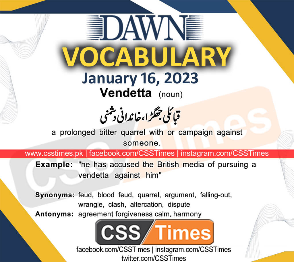 Daily DAWN News Vocabulary with Urdu Meaning (15 January 2023)