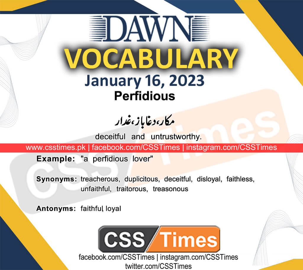 Daily DAWN News Vocabulary with Urdu Meaning (15 January 2023)