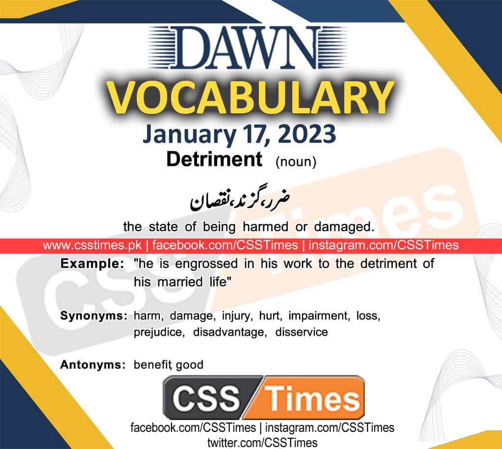 Daily DAWN News Vocabulary with Urdu Meaning (17 January 2023)