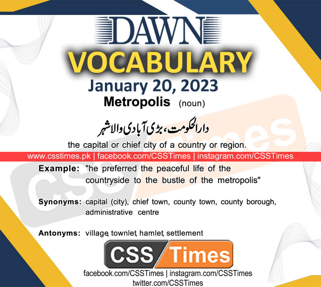 Daily DAWN News Vocabulary with Urdu Meaning (20 January 2023)