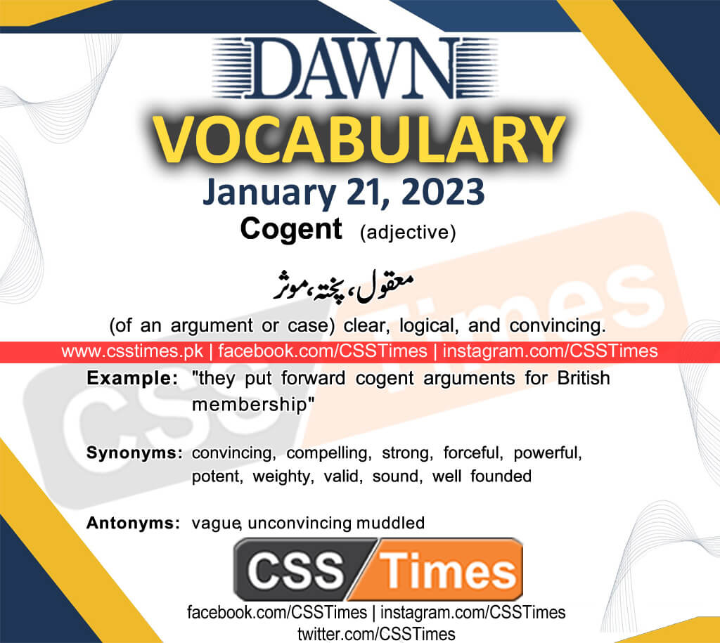 Daily DAWN News Vocabulary with Urdu Meaning (21 January 2023)