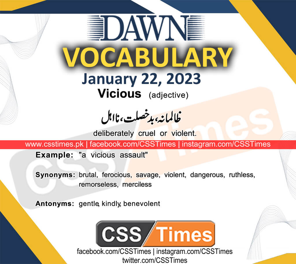 Daily DAWN News Vocabulary with Urdu Meaning (22 January 2023)