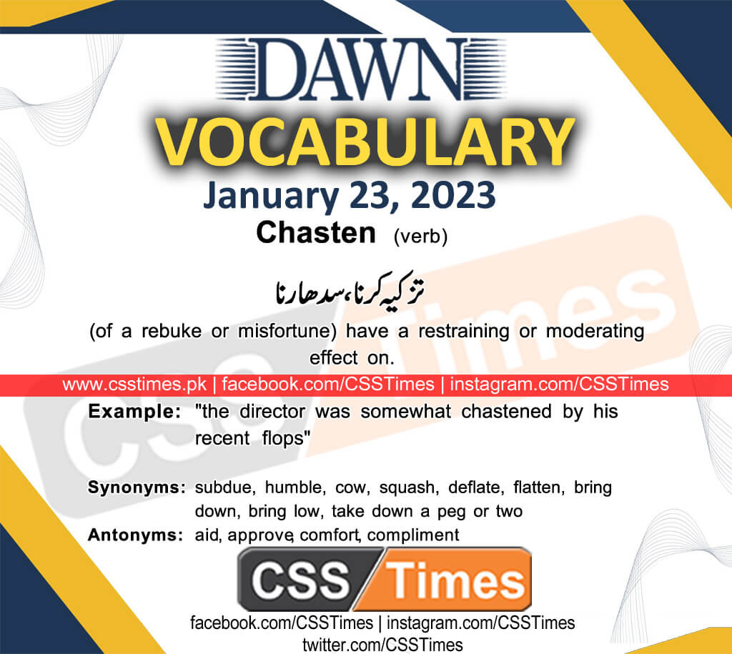 Daily DAWN News Vocabulary with Urdu Meaning (23 January 2023)