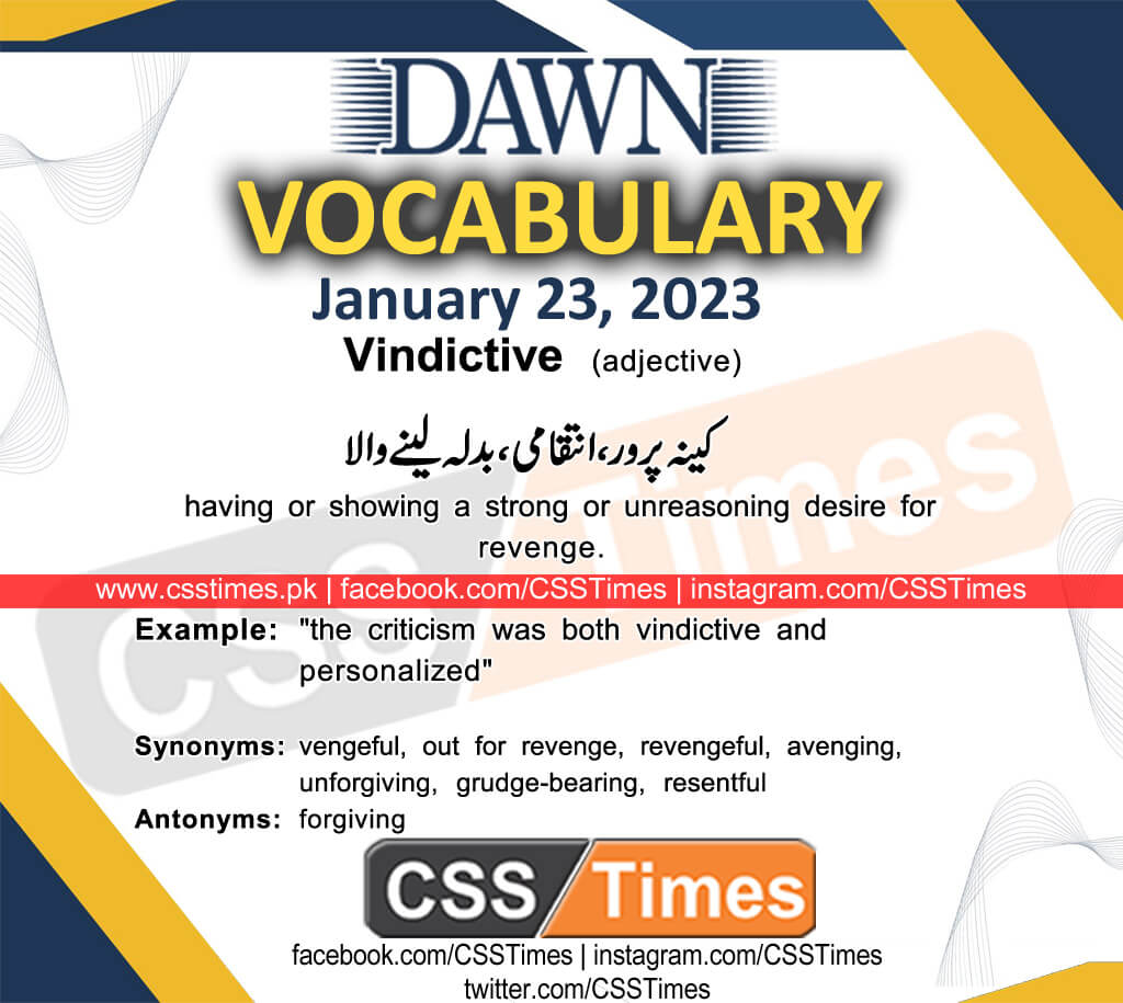 Daily DAWN News Vocabulary with Urdu Meaning (23 January 2023)