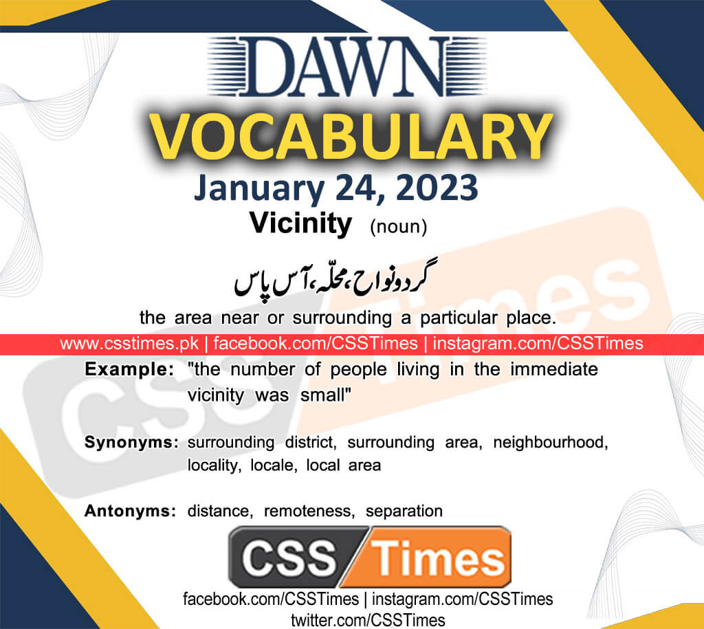 Daily DAWN News Vocabulary with Urdu Meaning (24 January 2023)