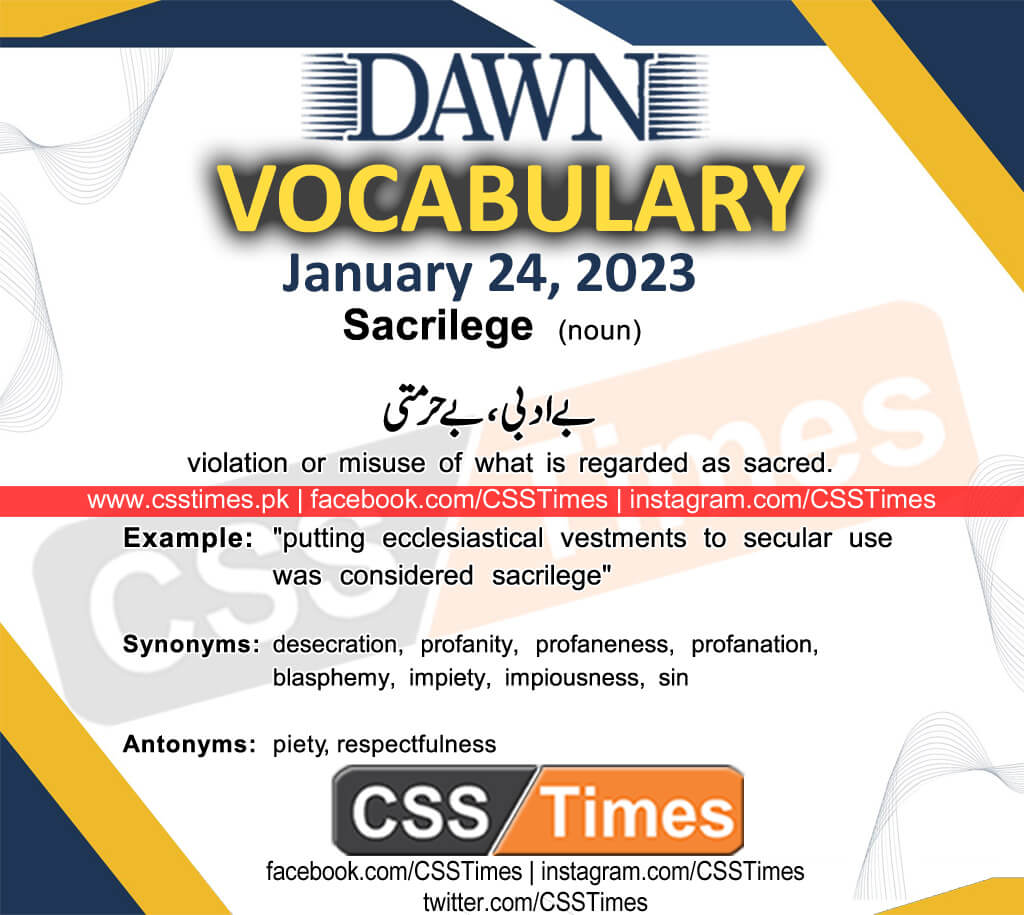 Daily DAWN News Vocabulary with Urdu Meaning (24 January 2023)