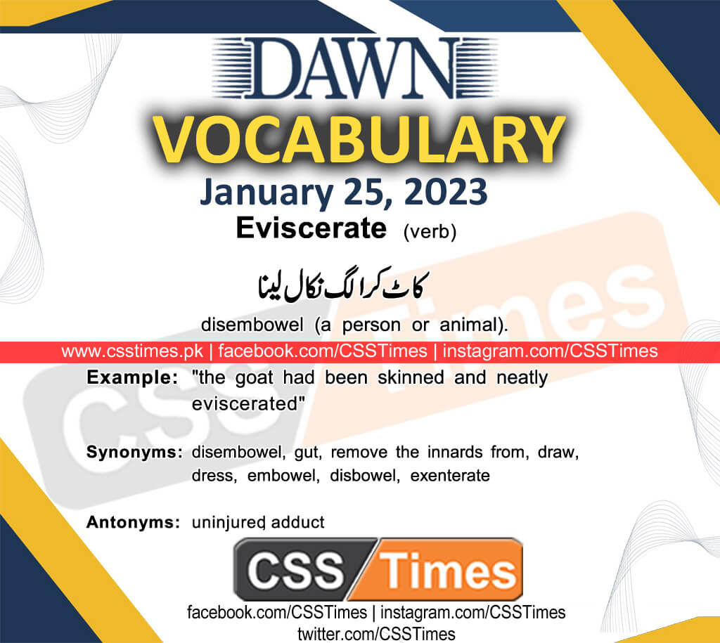 Daily DAWN News Vocabulary with Urdu Meaning (25 January 2023)