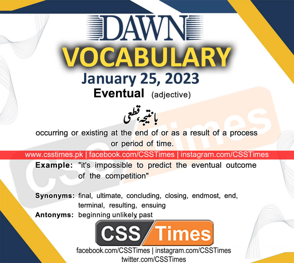 Daily DAWN News Vocabulary with Urdu Meaning (25 January 2023)
