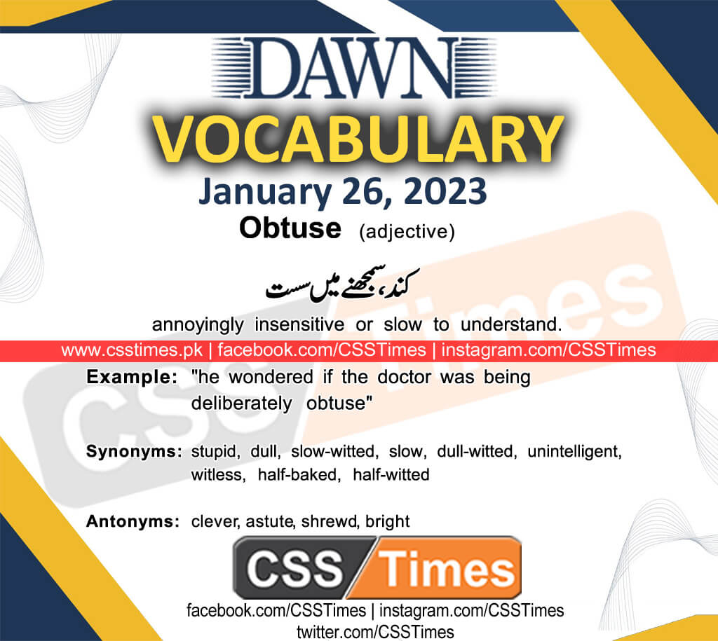 Daily DAWN News Vocabulary with Urdu Meaning (26 January 2023)