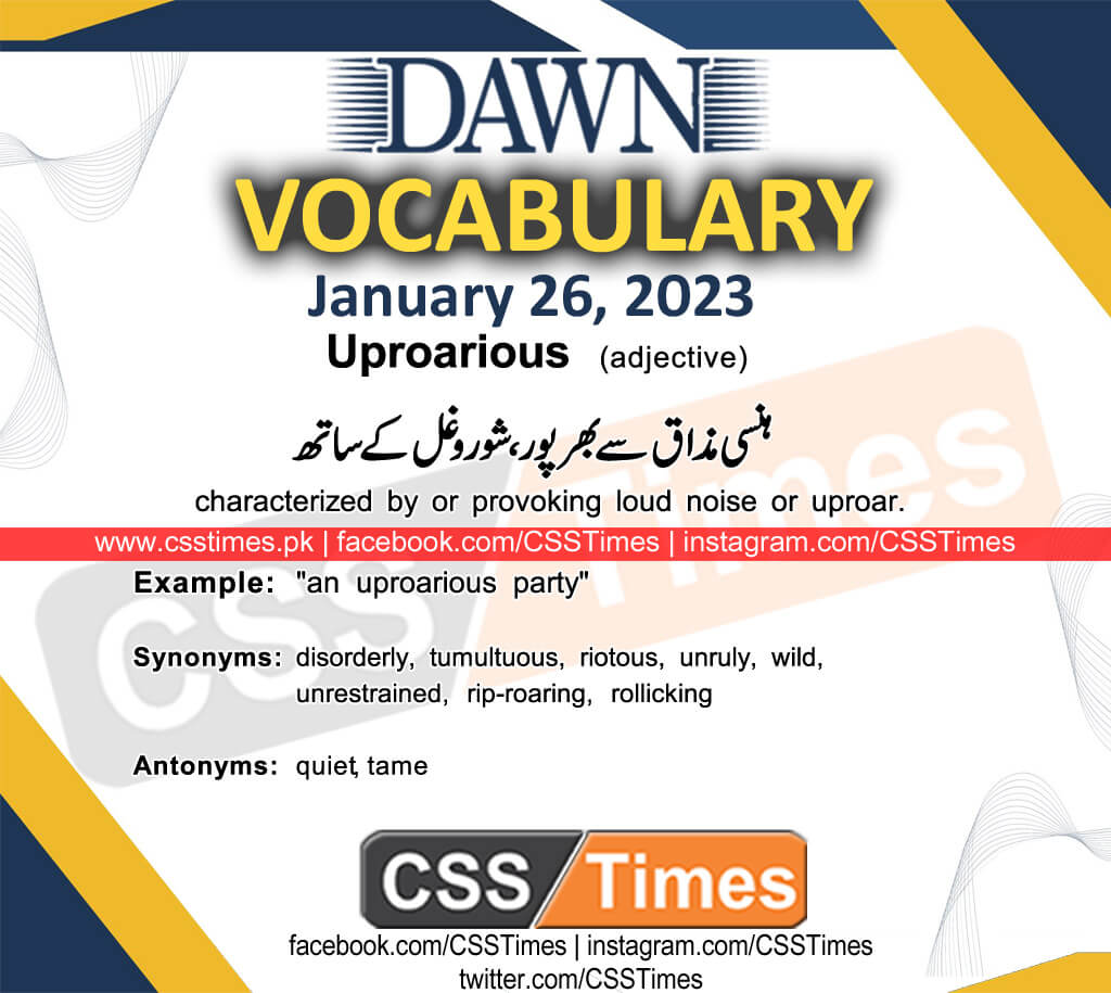 Daily DAWN News Vocabulary with Urdu Meaning (26 January 2023)