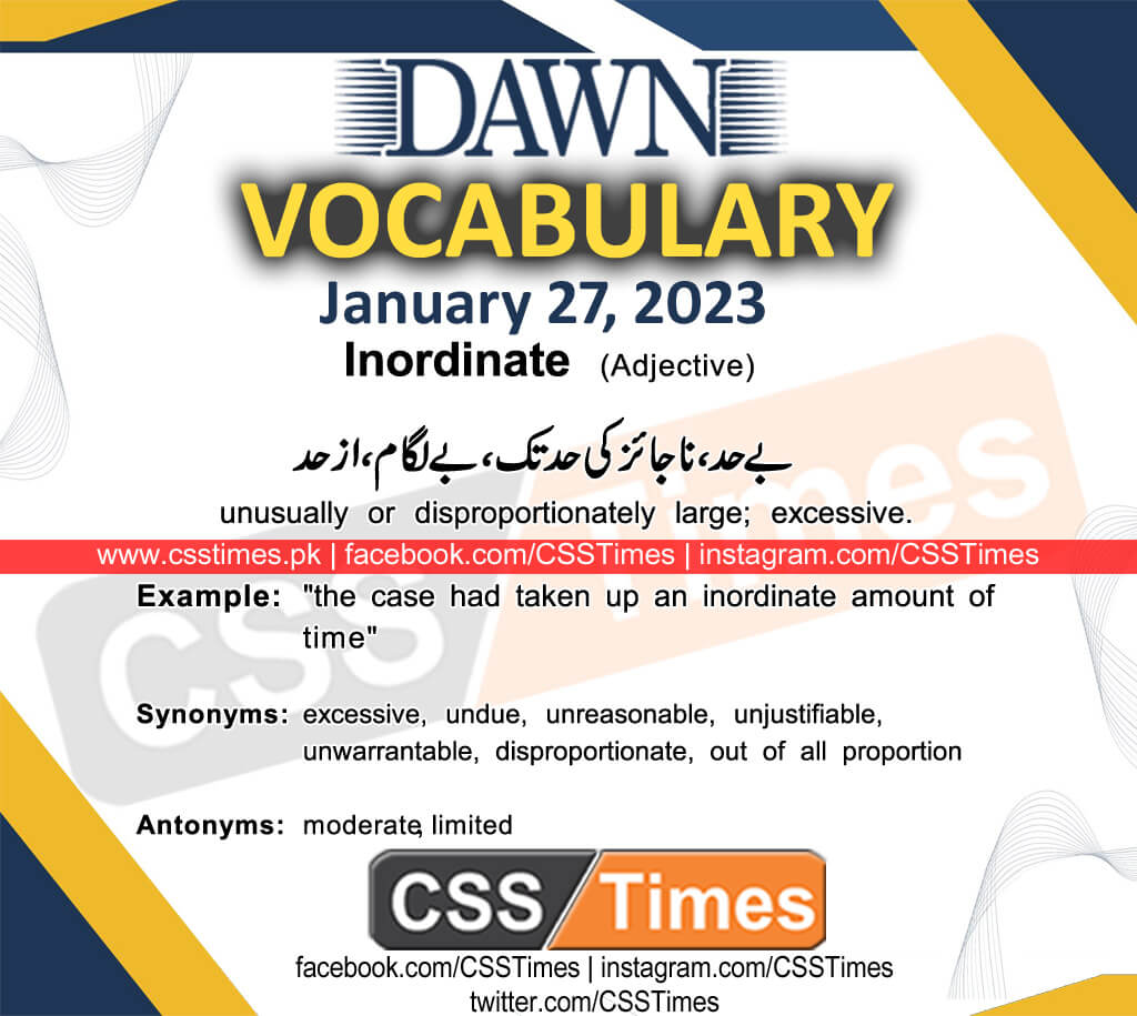 Daily DAWN News Vocabulary with Urdu Meaning (27 January 2023)