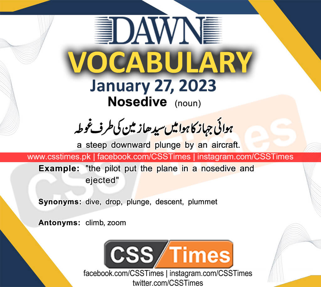 Daily DAWN News Vocabulary with Urdu Meaning (27 January 2023)