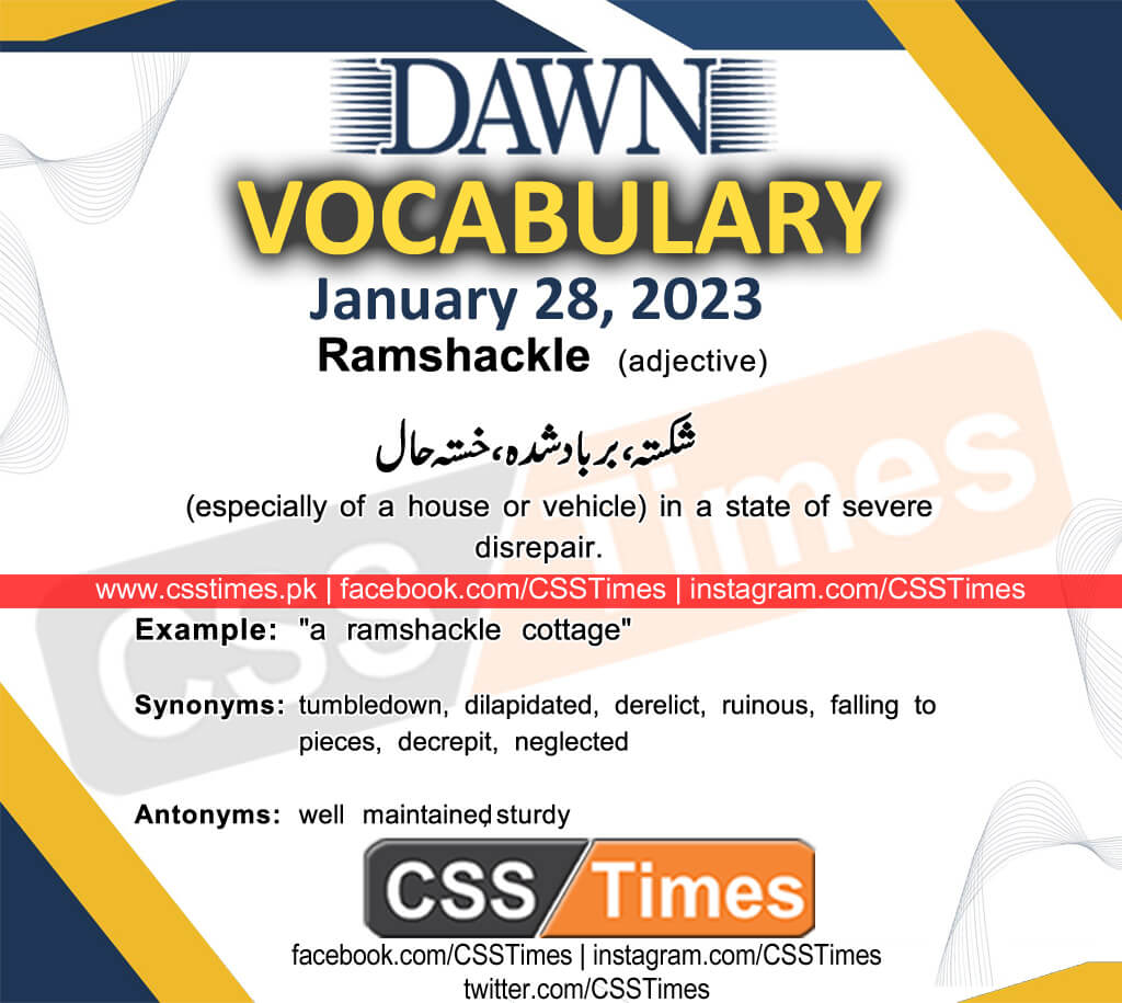 Daily DAWN News Vocabulary with Urdu Meaning (28 January 2023)