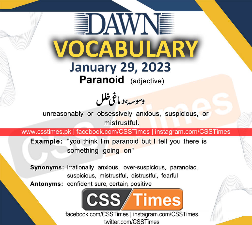 Daily DAWN News Vocabulary with Urdu Meaning (29 January 2023)