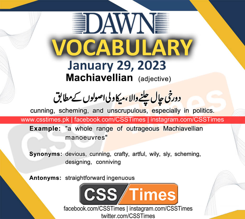 Daily DAWN News Vocabulary with Urdu Meaning (29 January 2023)