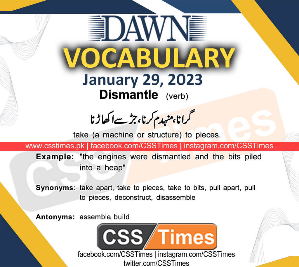 Daily DAWN News Vocabulary with Urdu Meaning (29 January 2023)