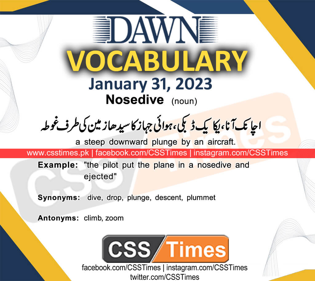 Daily DAWN News Vocabulary with Urdu Meaning (31 January 2023)