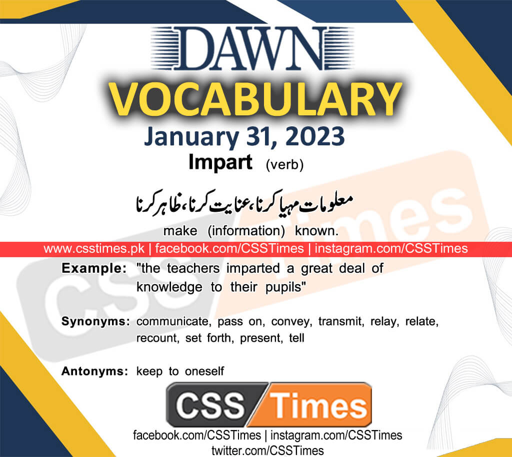 Daily DAWN News Vocabulary with Urdu Meaning (31 January 2023)