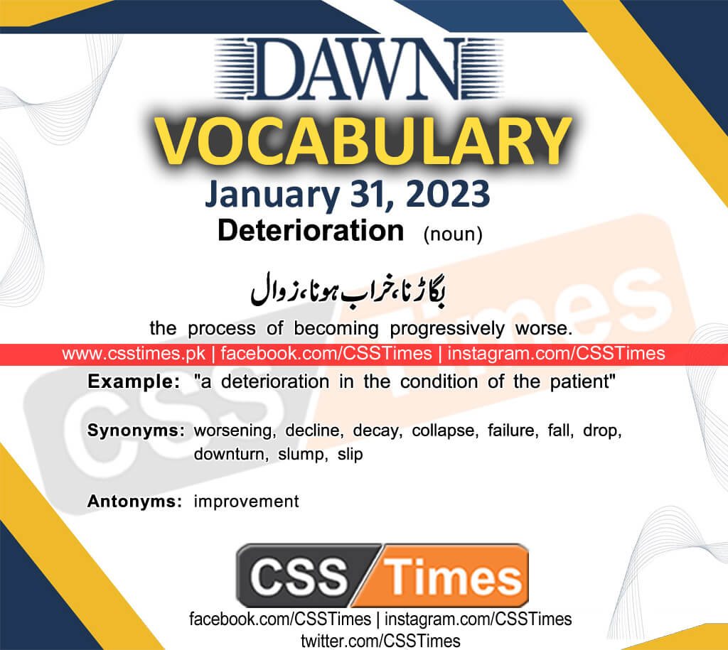 Daily DAWN News Vocabulary with Urdu Meaning (31 January 2023)