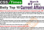 Daily Top-10 Current Affairs MCQs / News (March 05 2023) for CSS