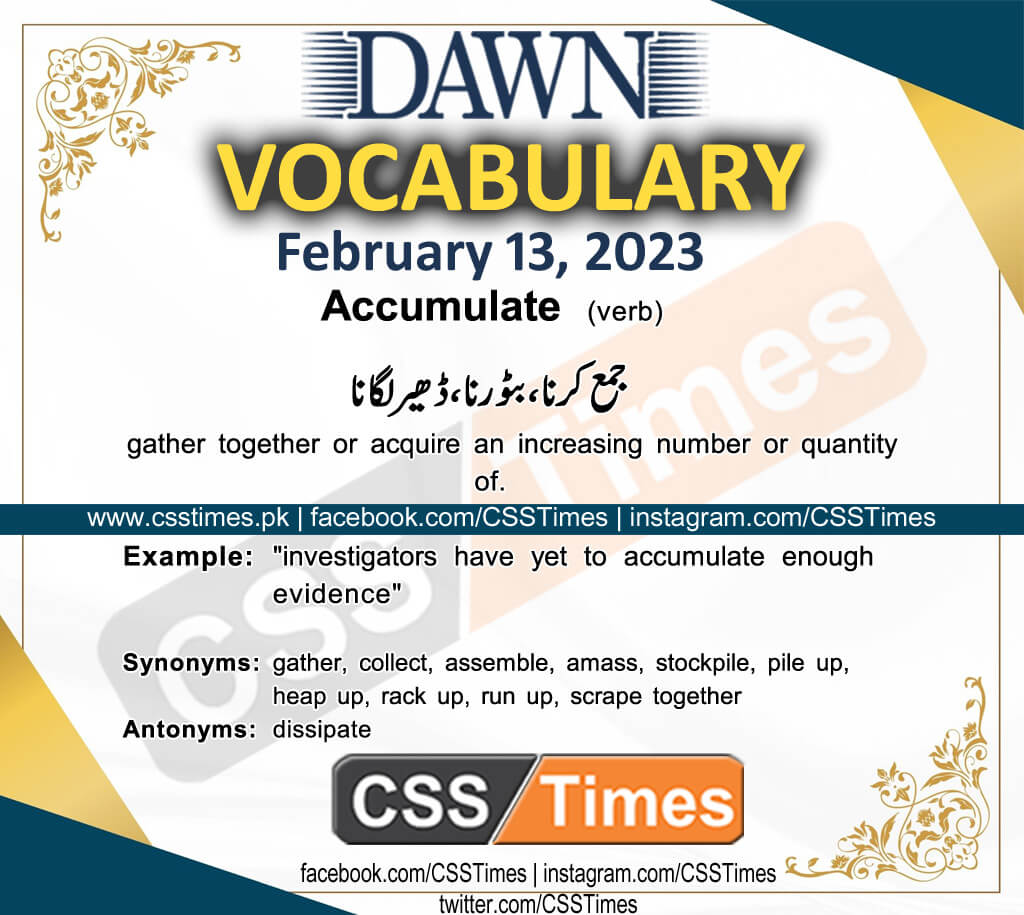 Daily DAWN News Vocabulary with Urdu Meaning (13 February 2023)