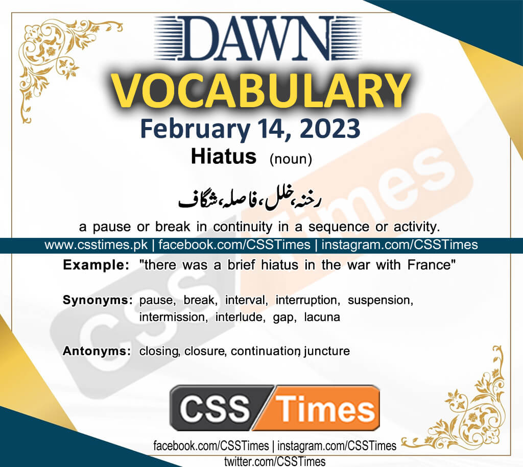 Daily DAWN News Vocabulary with Urdu Meaning (14 February 2023)