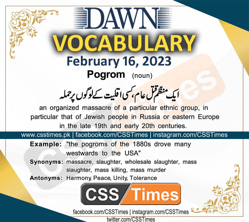 Daily DAWN News Vocabulary with Urdu Meaning (16 February 2023)