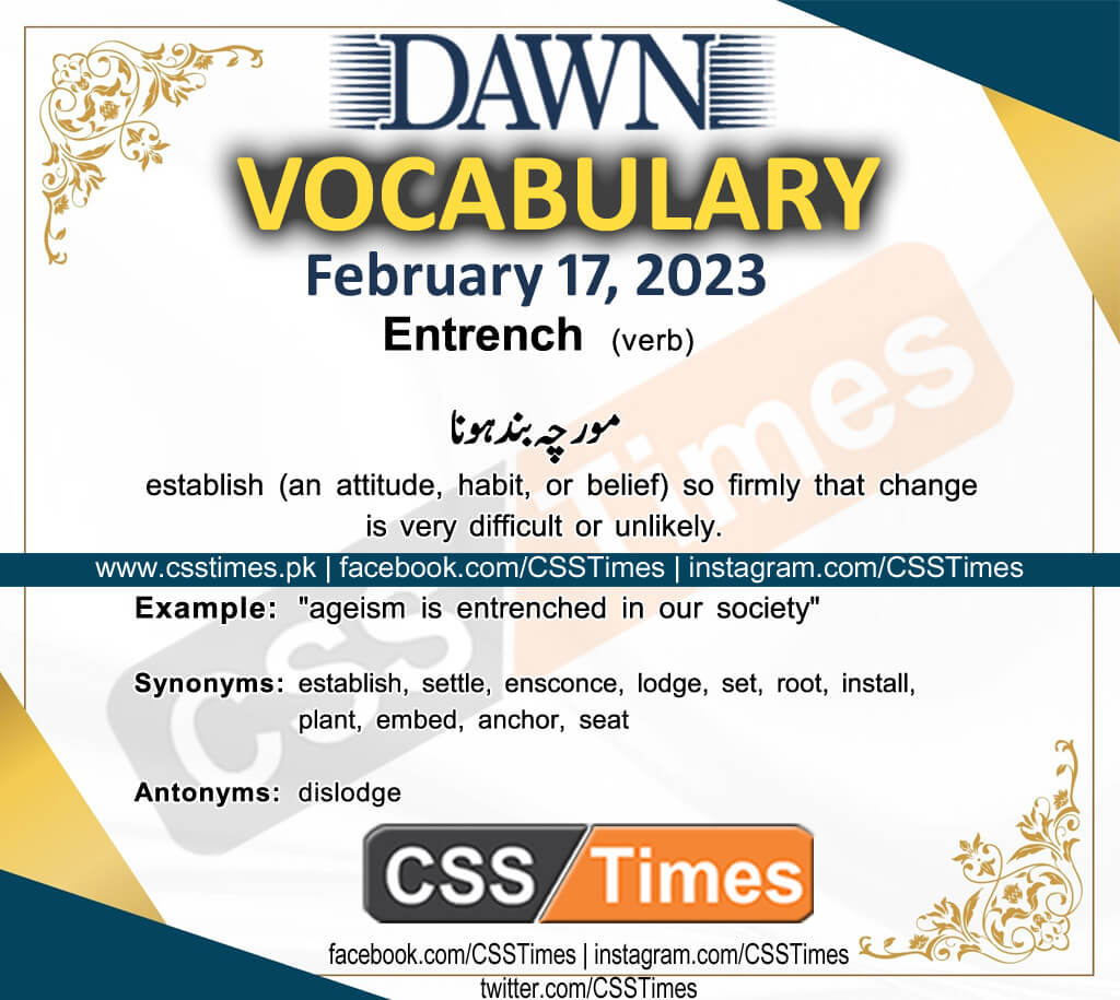 Daily DAWN News Vocabulary with Urdu Meaning (17 February 2023)