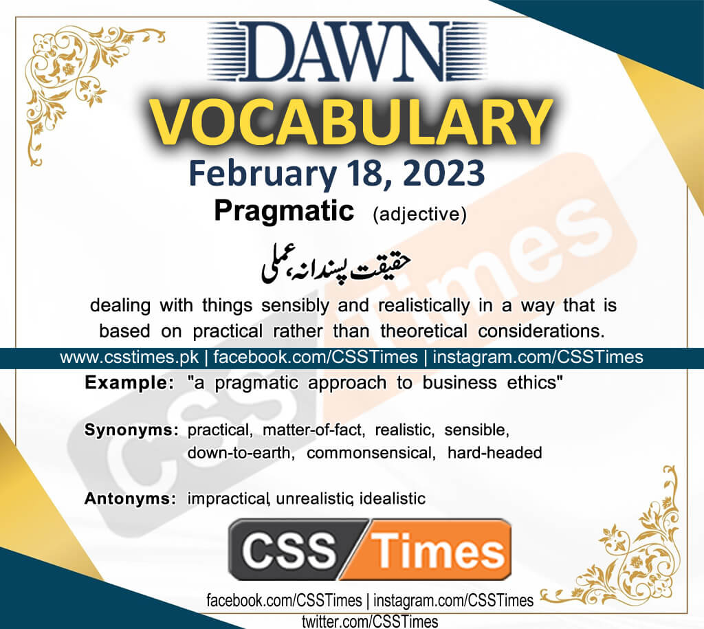 Daily DAWN News Vocabulary with Urdu Meaning (18 February 2023)