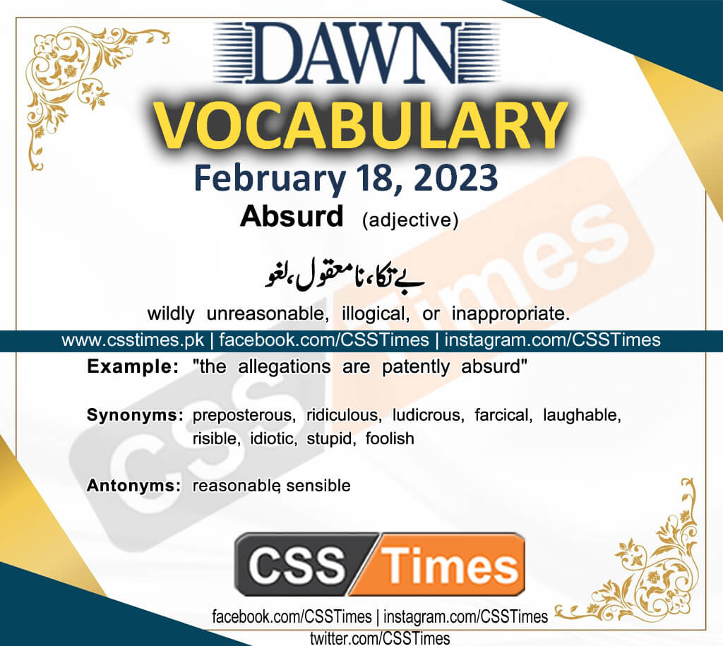 Daily DAWN News Vocabulary with Urdu Meaning (18 February 2023)