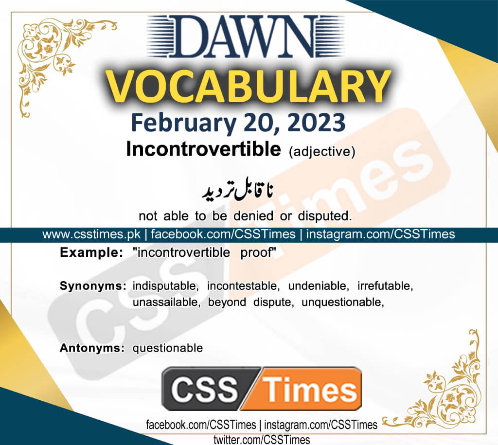 Daily DAWN News Vocabulary with Urdu Meaning (20 February 2023)