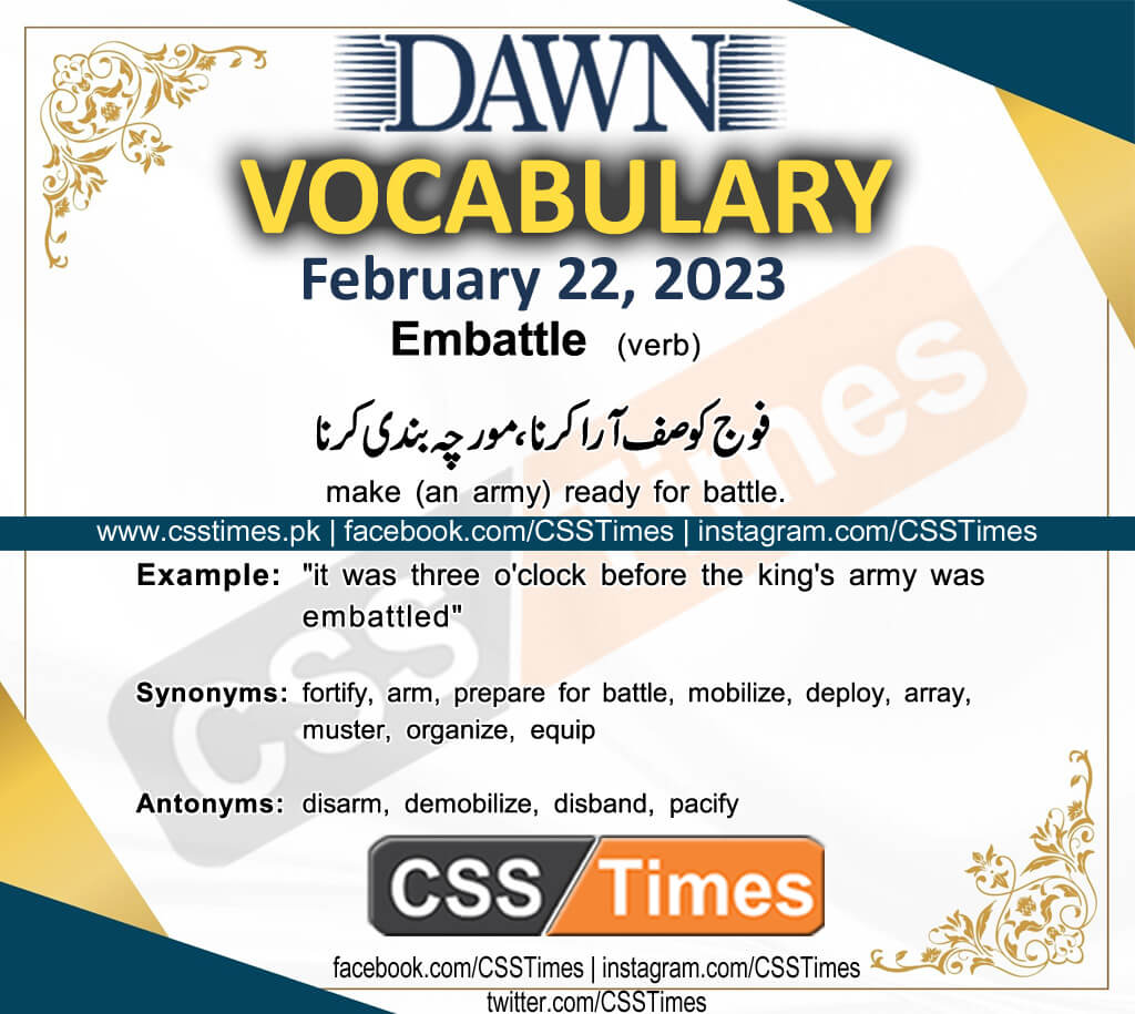 Daily DAWN News Vocabulary with Urdu Meaning (22 February 2023)