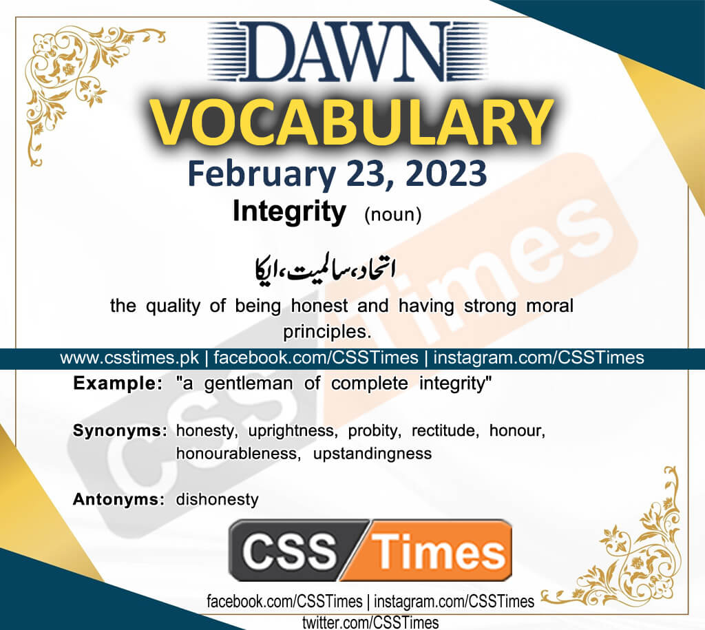 Daily DAWN News Vocabulary with Urdu Meaning (23 February 2023)