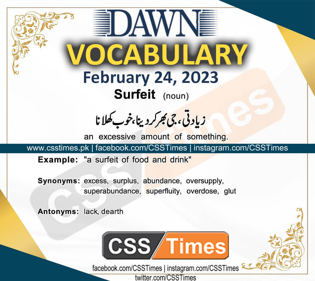 Daily DAWN News Vocabulary with Urdu Meaning (24 February 2023)