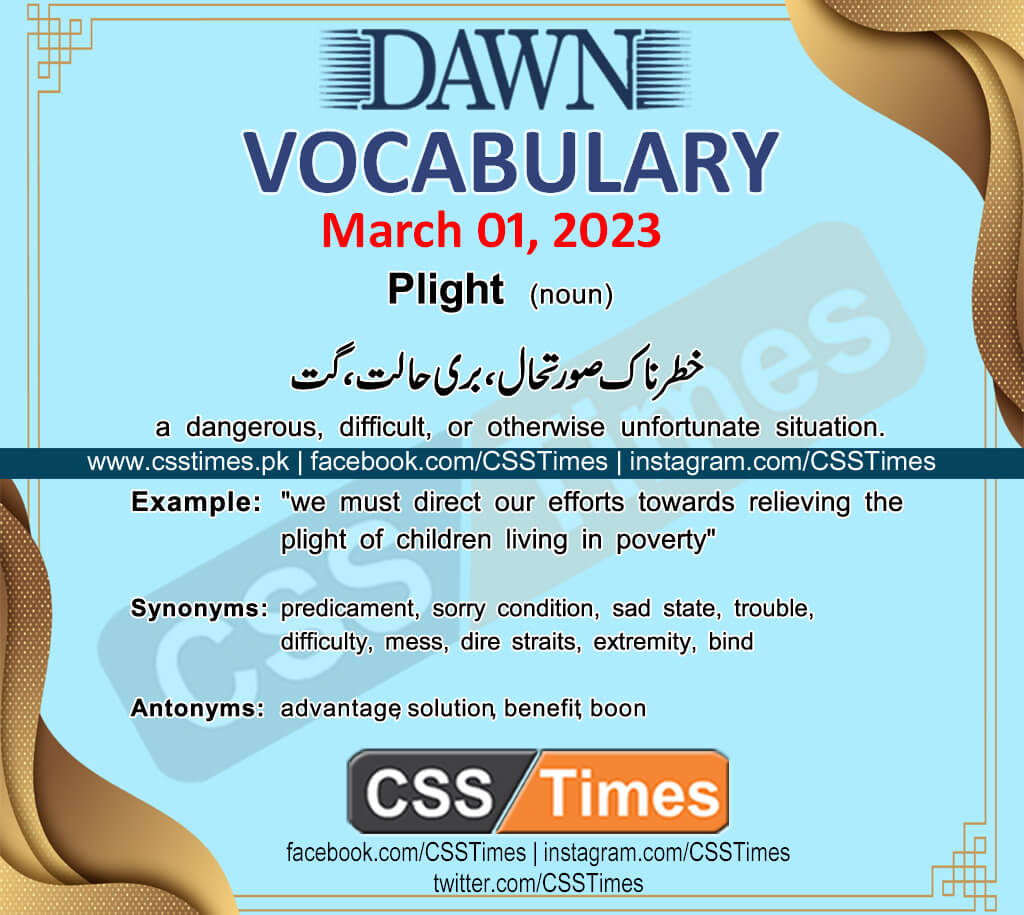 Daily DAWN News Vocabulary with Urdu Meaning (01 March 2023)