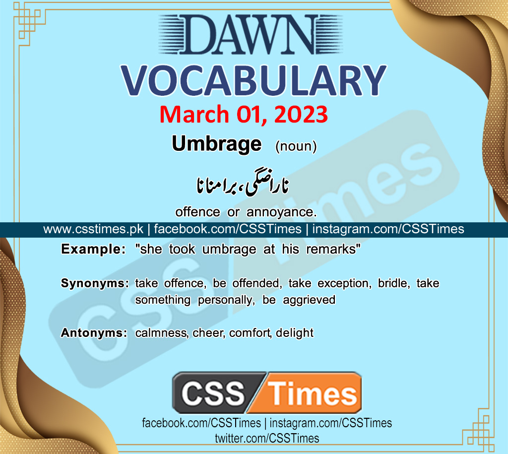 Daily DAWN News Vocabulary with Urdu Meaning (01 March 2023)