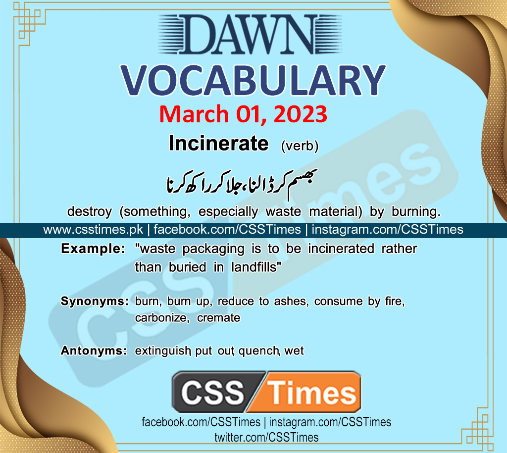 Daily DAWN News Vocabulary with Urdu Meaning (01 March 2023)