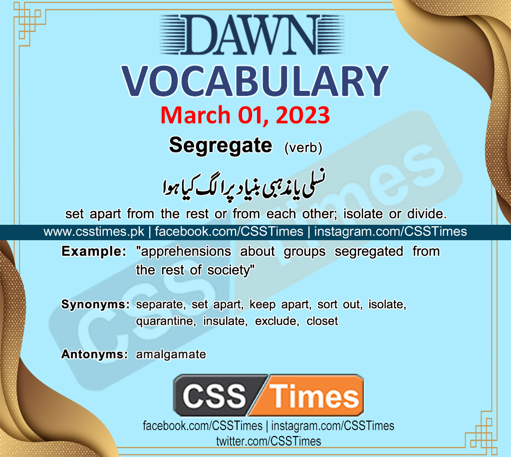 Daily DAWN News Vocabulary with Urdu Meaning (01 March 2023)