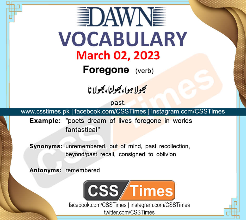 Daily DAWN News Vocabulary with Urdu Meaning (02 March 2023)