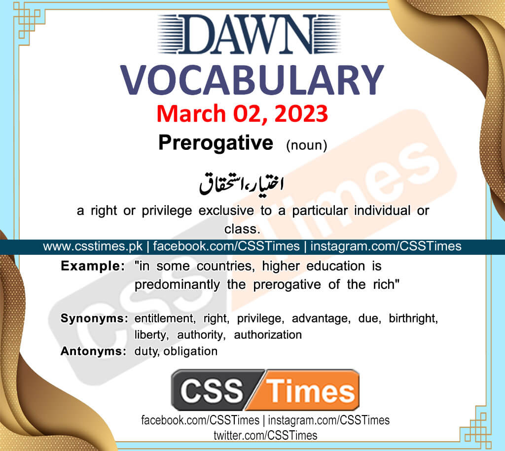 Daily DAWN News Vocabulary with Urdu Meaning (02 March 2023)