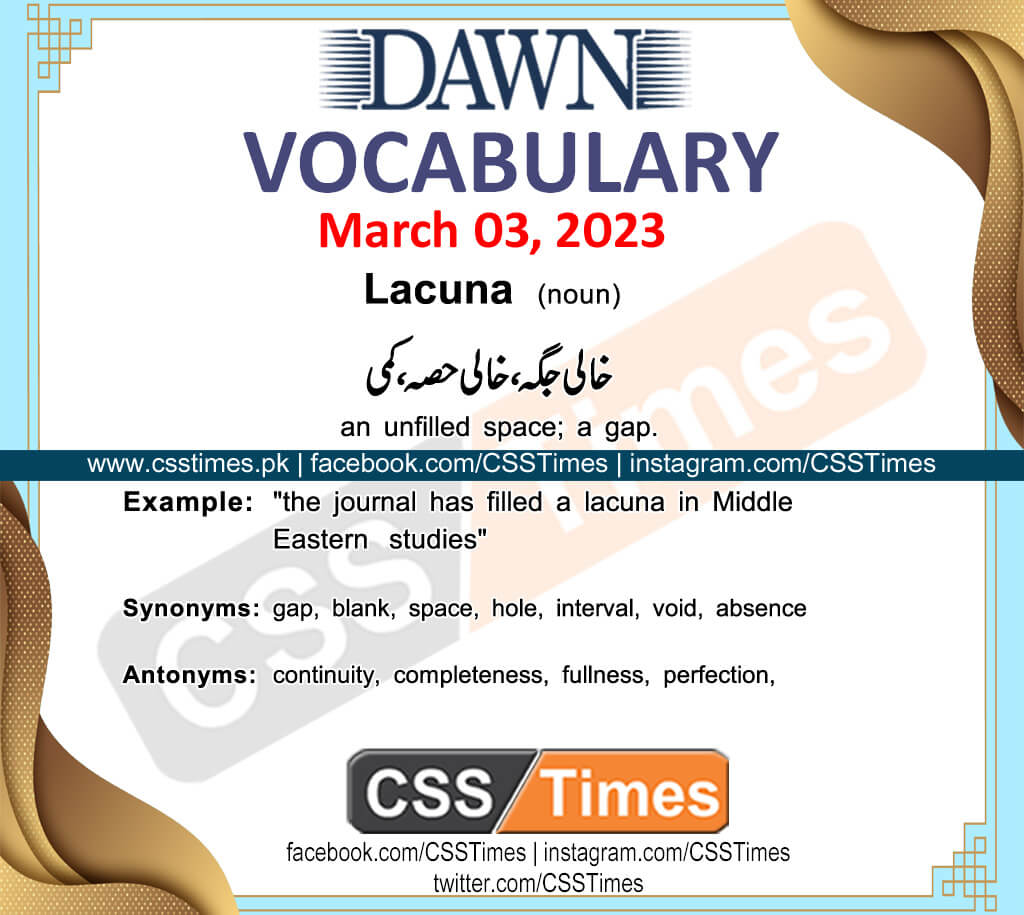 Daily DAWN News Vocabulary with Urdu Meaning (03 March 2023)