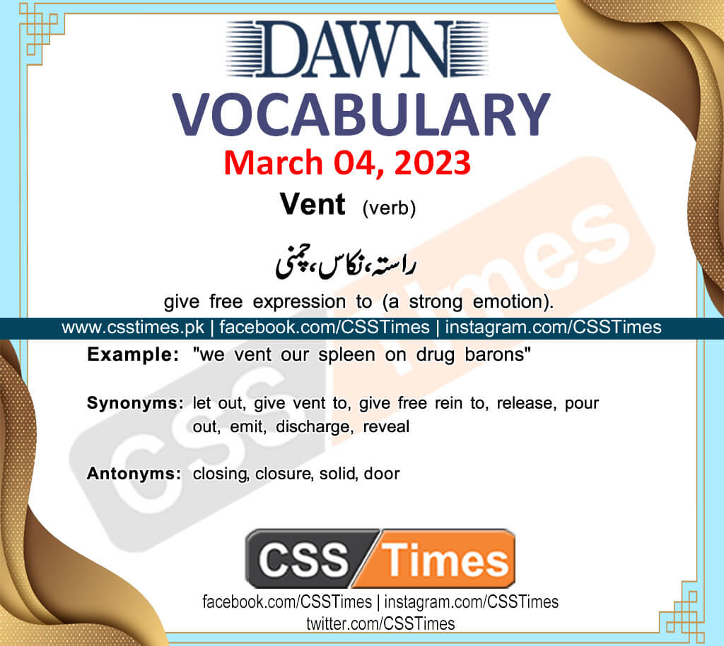 Daily DAWN News Vocabulary with Urdu Meaning (04 March 2023)