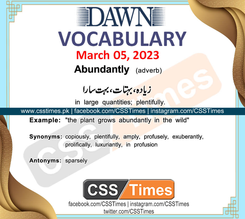 Daily DAWN News Vocabulary with Urdu Meaning (05 March 2023)