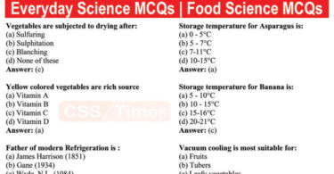 Everyday Science MCQs | Food Science MCQs