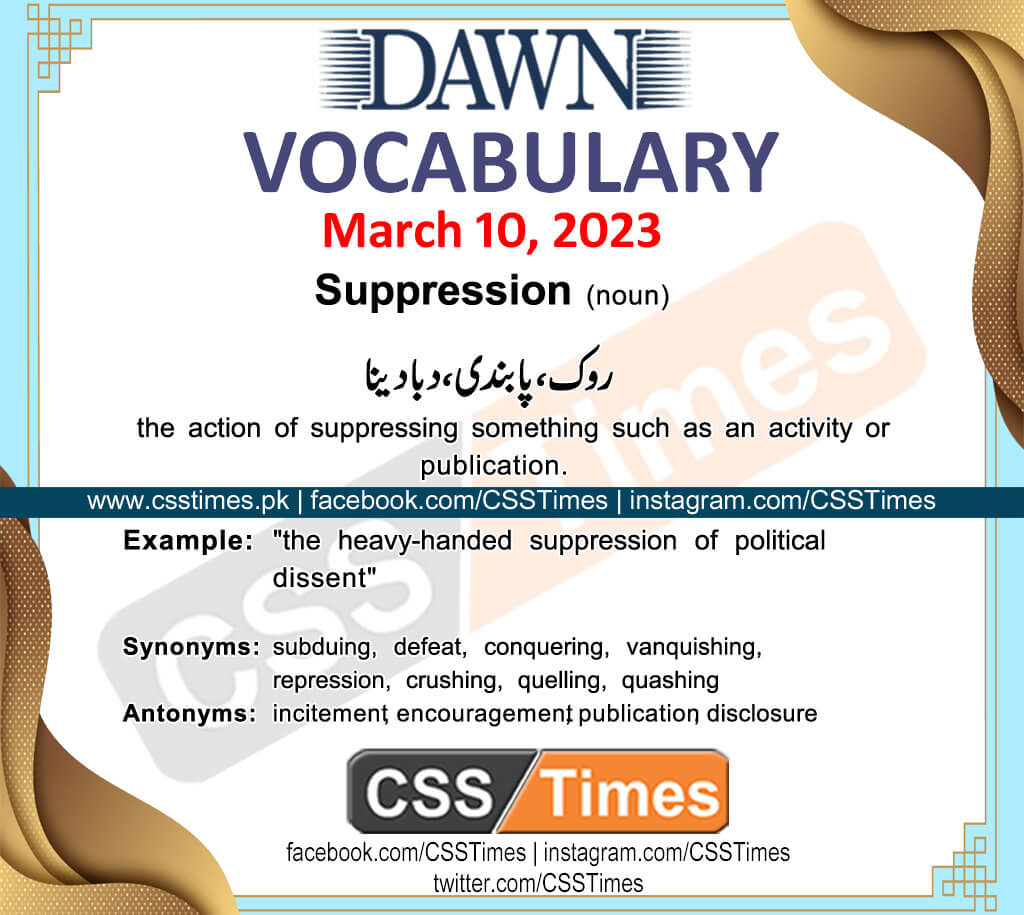 Daily DAWN News Vocabulary with Urdu Meaning (10 March 2023)