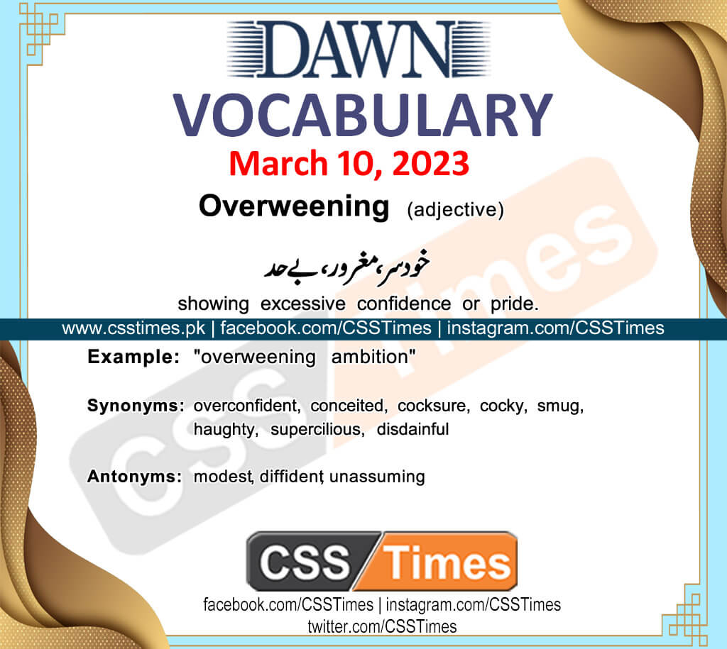 Daily DAWN News Vocabulary with Urdu Meaning (10 March 2023)