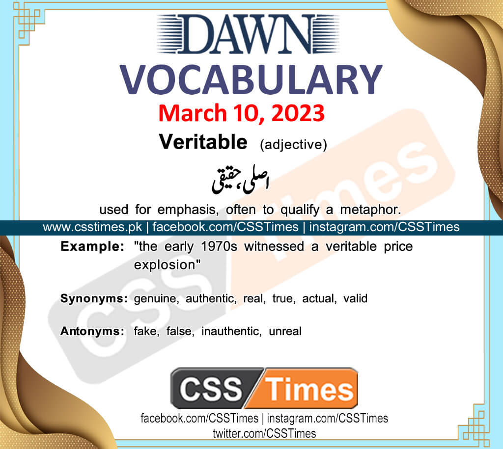 Daily DAWN News Vocabulary with Urdu Meaning (10 March 2023)