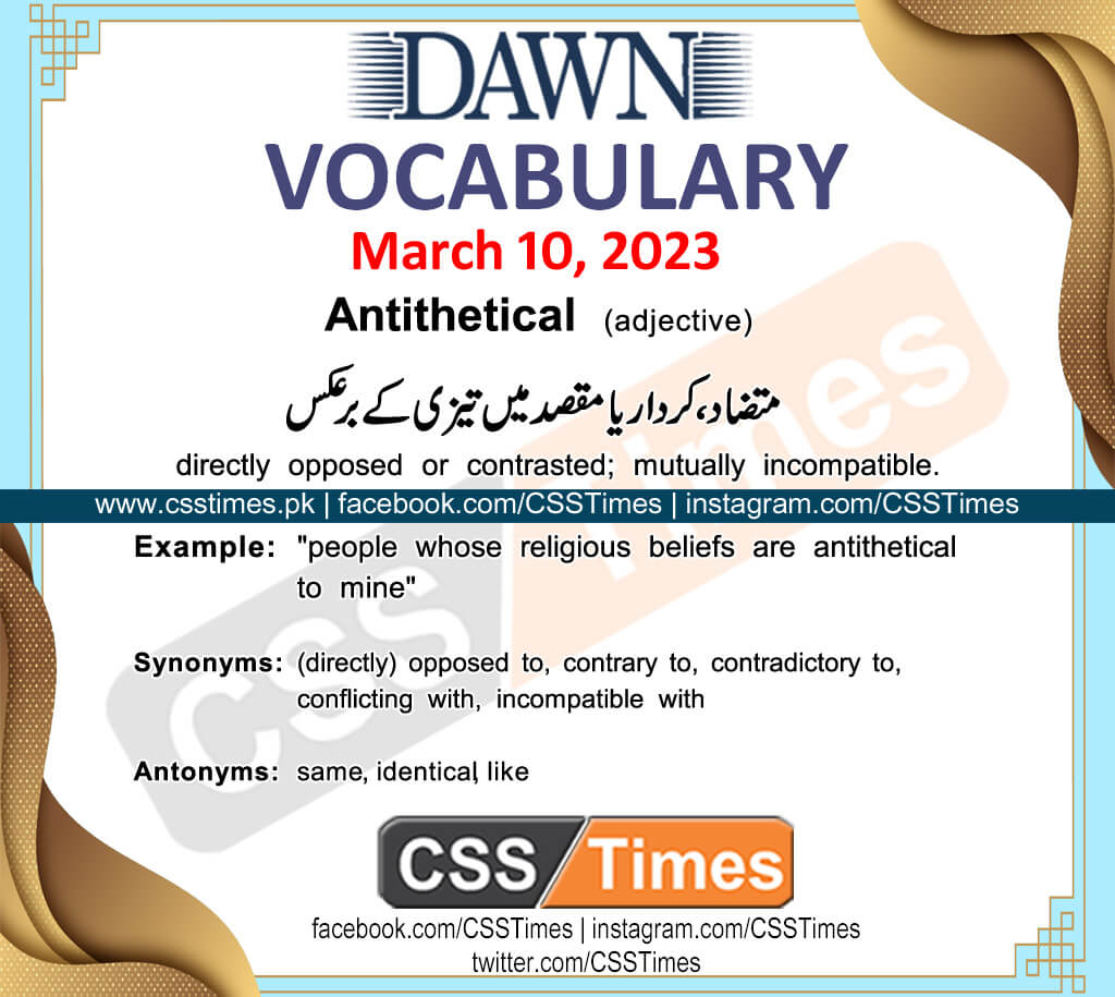 Daily DAWN News Vocabulary with Urdu Meaning (10 March 2023)